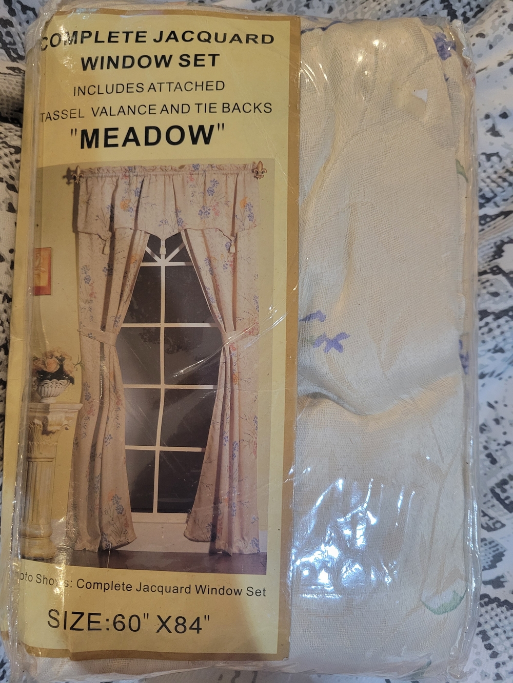 Meadow Jacquard Window Set Curtain Panel - Cream with Floral Accents